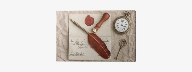 Old Letter, Antique Key And Clock, Vintage Ink Pen - Antique, transparent png