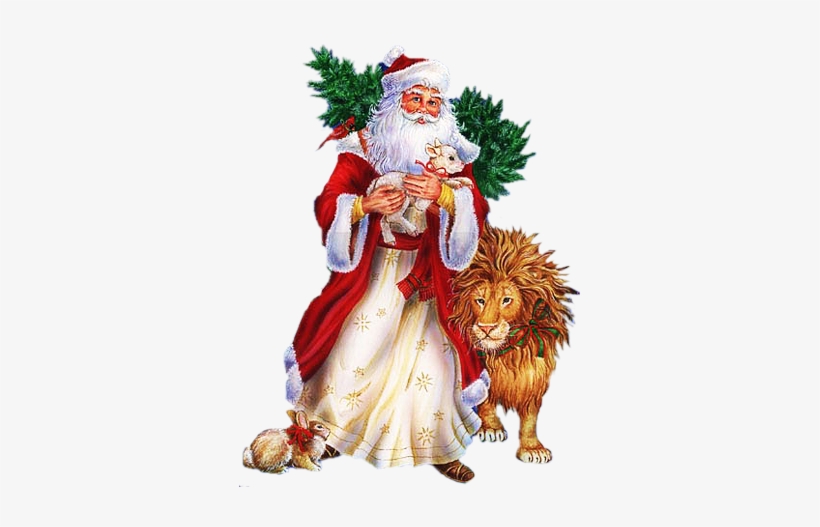 Santa Claus And Animals - Have A Joyful Christmas Card, transparent png