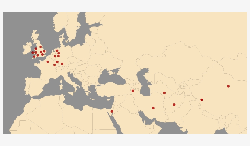 A Map Of The Sites Where The Symbol Is Found 600-1500 - Three Hares Symbol, transparent png