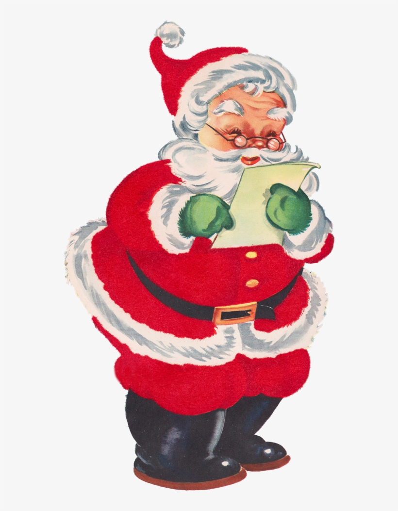 Father Clipart Retro - Santa Checking List Clipart, transparent png