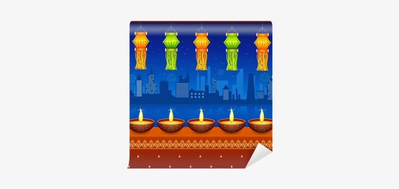 Vector Illustration Of Colorful Diwali Hanging Lantern - Wall, transparent png