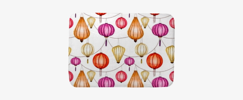 Watercolor Vector Seamless Chinese Pattern Bath Mat - Watercolor Painting, transparent png