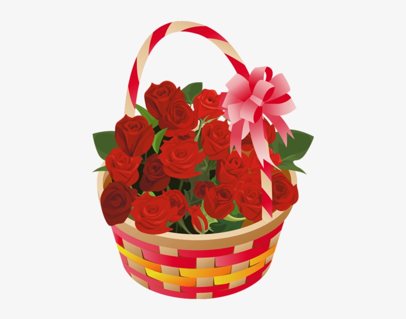 Rose Basket, Flower Artwork, Flower Clipart, Flower - Flower Basket Clipart Png, transparent png