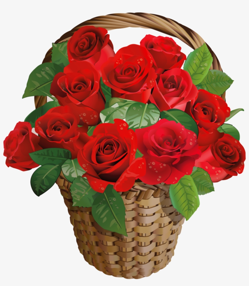 Valentines Day Roses Png Download Image - Rose Flower Basket Png, transparent png