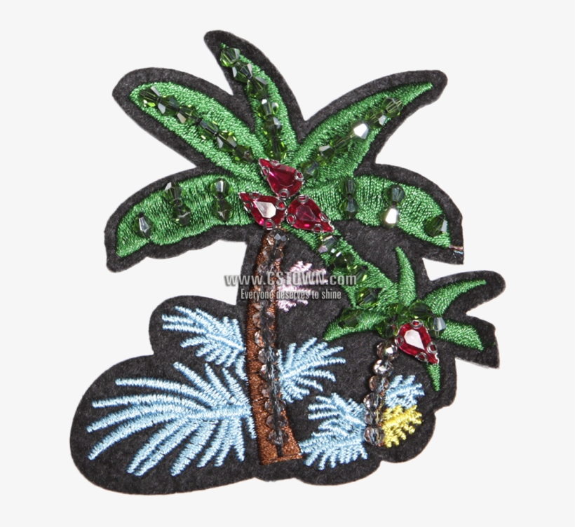 Custom Embroidered Coconut Tree Patch With Beads - Bead, transparent png