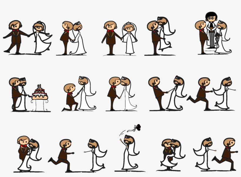 Cartoonstyle Wedding Elements - Wedding Cartoon Characters Vector Role, transparent png