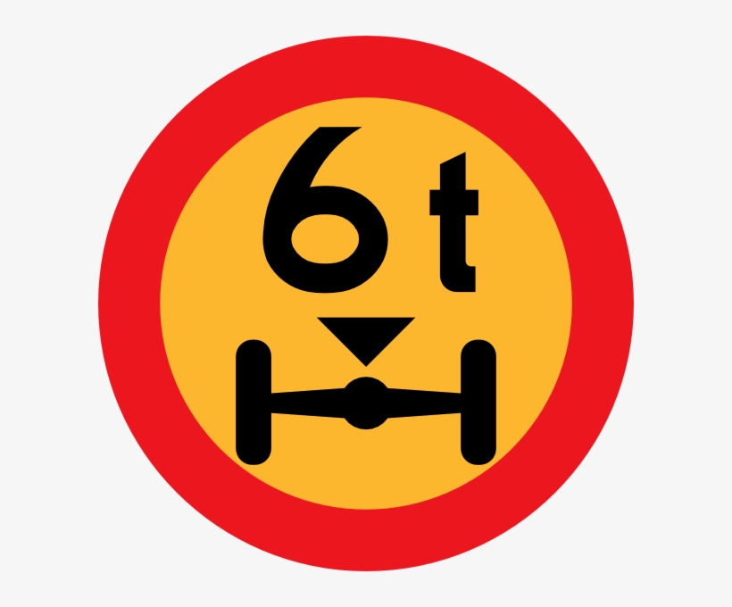 6t Wheelbase Sign Clip Art Free Vector - Señal De Trafico 6t, transparent png