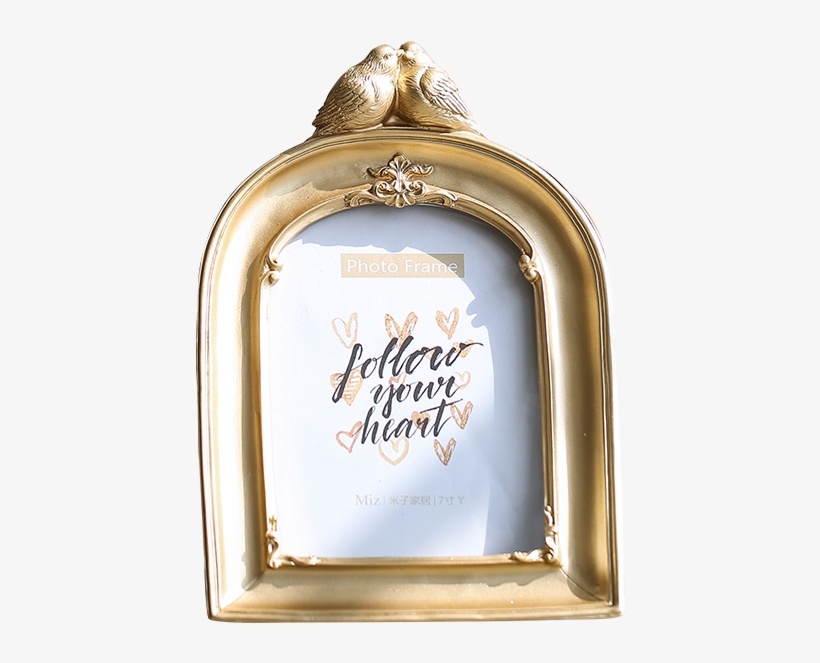 Miz Home 1 Piece Gold Photo Frame Round Oval Square - Perfect International Follow Your Heart 2" Framed Plexiglass, transparent png