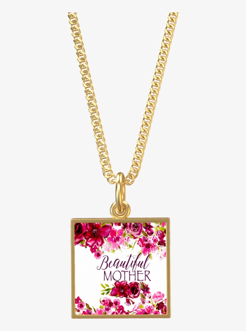 Beautiful Mother Roses Square Gold Necklace - Necklace, transparent png