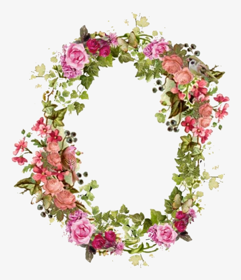 Flower Picture Frames Vintage Clip Art - Floral Borders Wreath Watercolour, transparent png