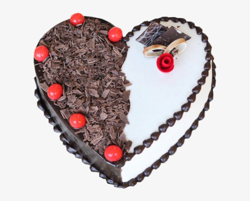 Heart Shaped Black Forest Cake, transparent png