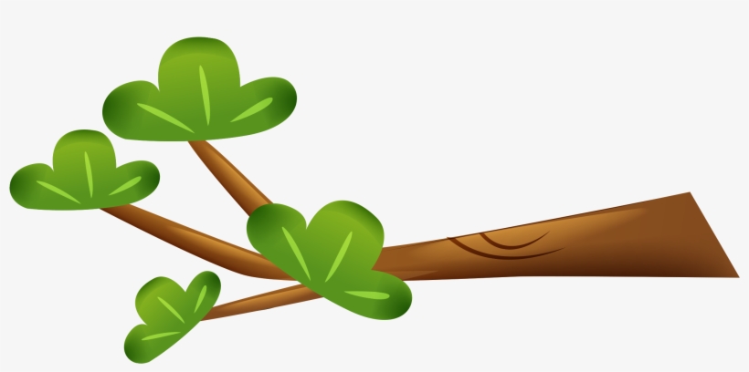 Cartoon Tree Branch Leaf Animation Branches Green Clip - Rama De Arbol Animado, transparent png