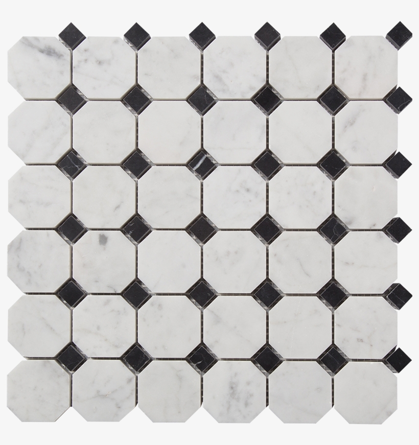 Mosaic Floor Png - Octagonal Mosaic Carrara Nero, transparent png