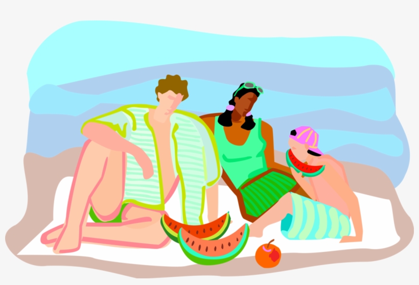 Vector Illustration Of Summer Vacation Day At The Beach - Cartoon Clip, transparent png