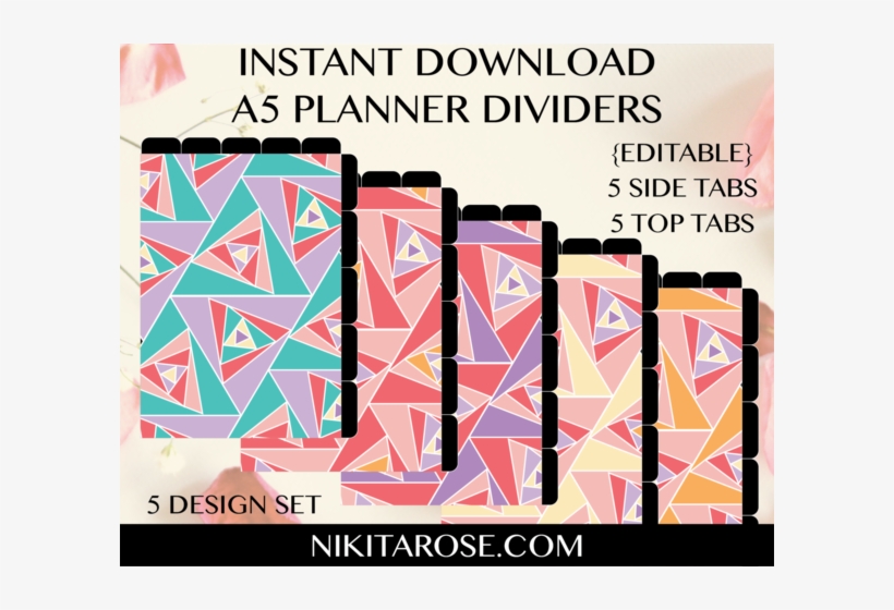 A5 Dividers - Printable Life Tabs, transparent png