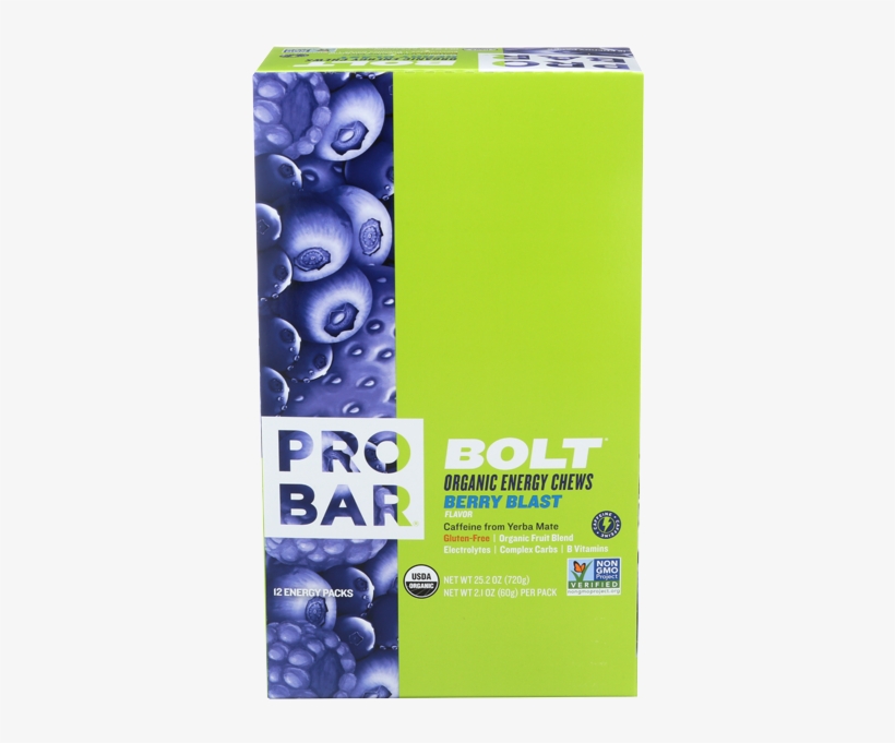 Probar Bolt Energy Chew Berry Blast Organic Box Of - Probar Bolt, Organic Energy Chews, Strawberry, transparent png