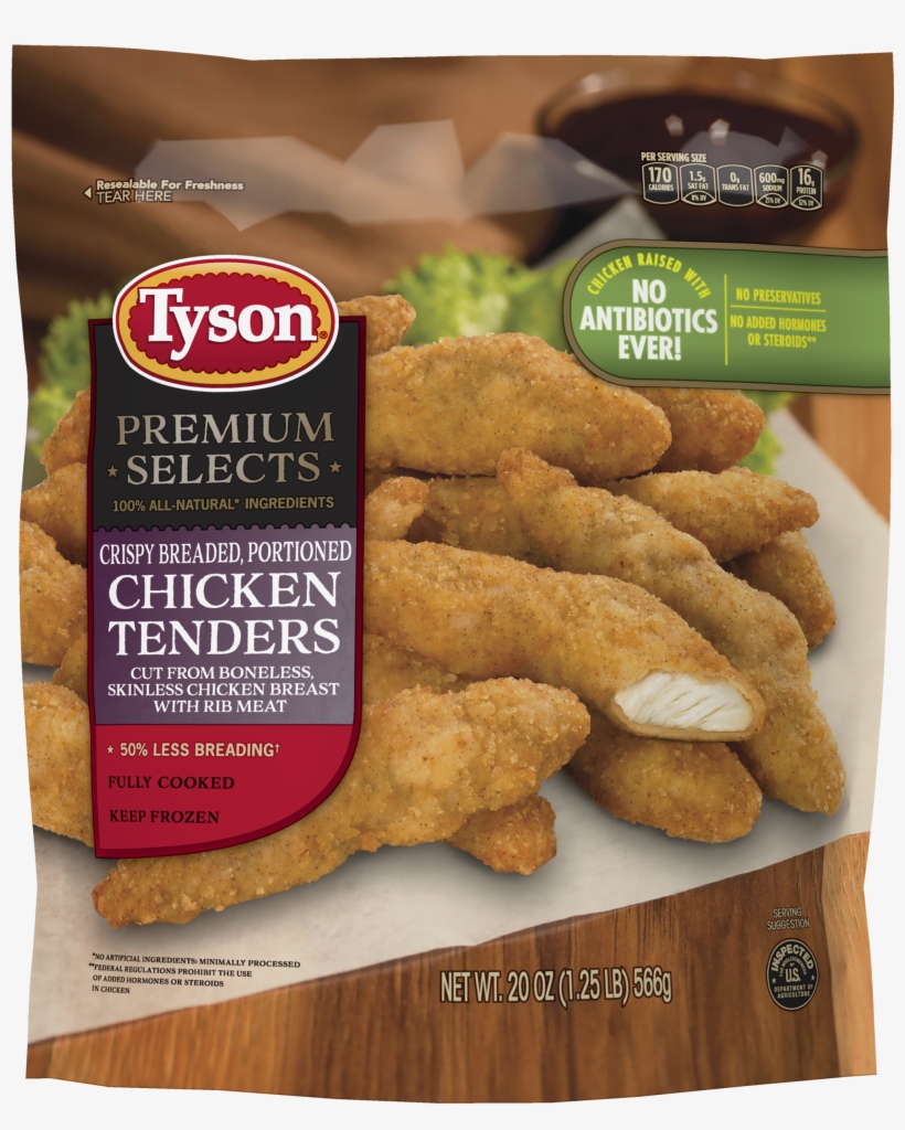 Tyson Premium Selects® Crispy Breaded Portioned Chicken - Tyson Chicken Tenders 20 Oz. Bag, transparent png