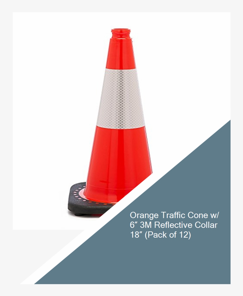 Orange Traffic Cone W/ 6″ 3m Reflective Collar 18″ Jbc Safety Plastic