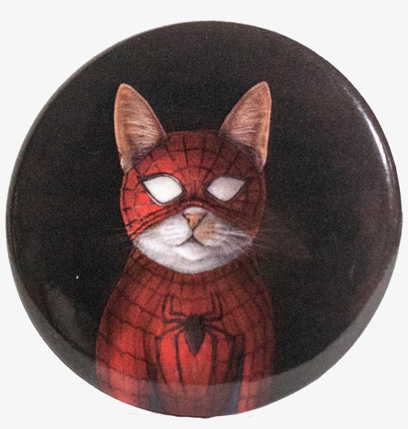 31 Aug - Spider-cat 1.5" Pinback Button, transparent png