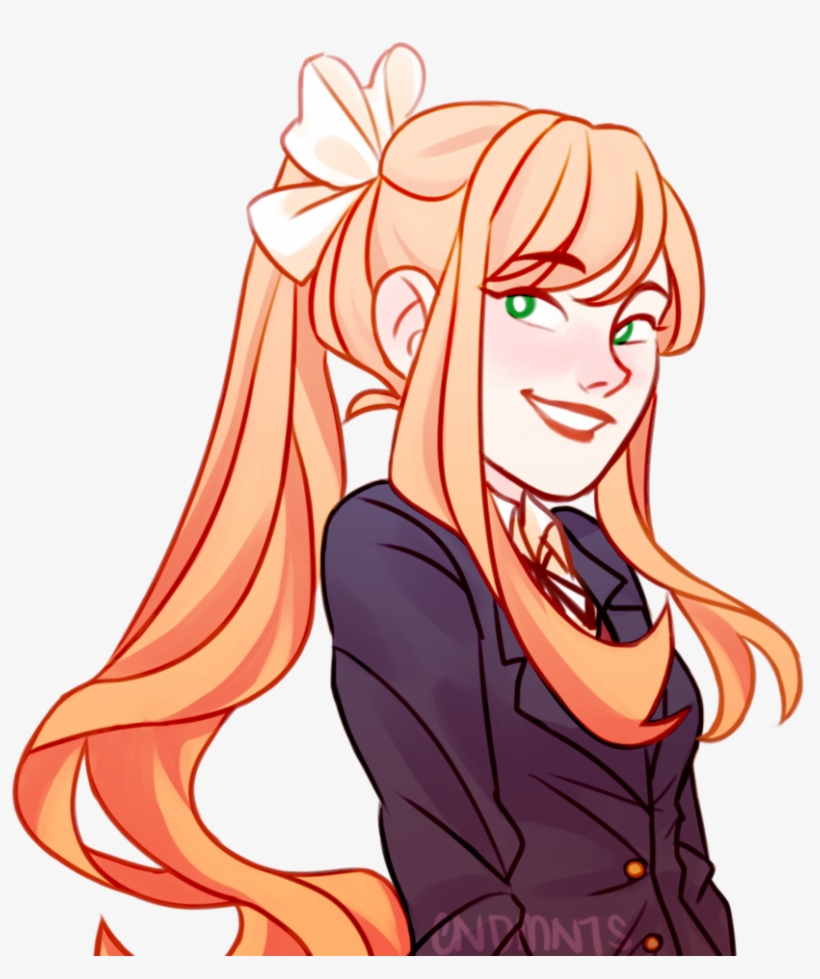 Nice Looking Monika~found Fanart - Illustration, transparent png