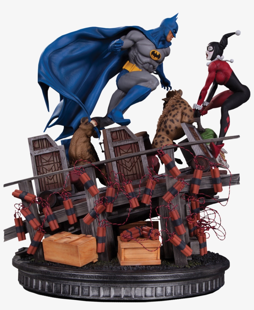Batman - Dc Collectibles Batman Vs Harley Quinn Battle Statue, transparent png