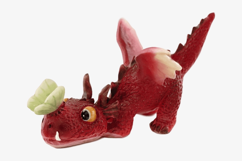 Baby Dragon With Butterfly/red - Top Collection Miniature Fairy Garden And Terrarium, transparent png