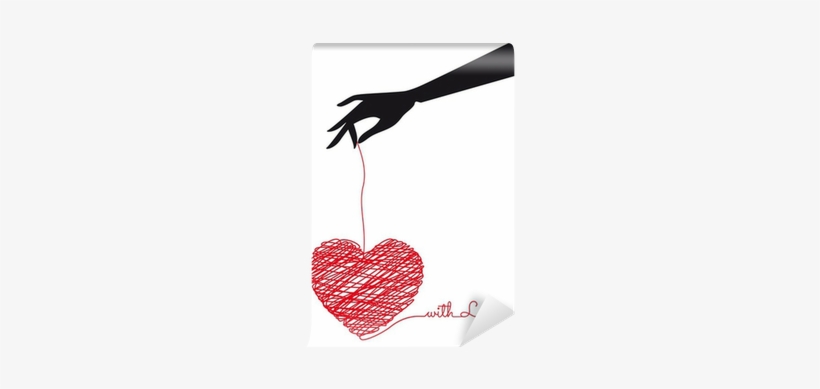 Hand Holding Red Scribble Heart, Vector Wall Mural - Chaos Doodle Heart - It's Complicated - White Case, transparent png