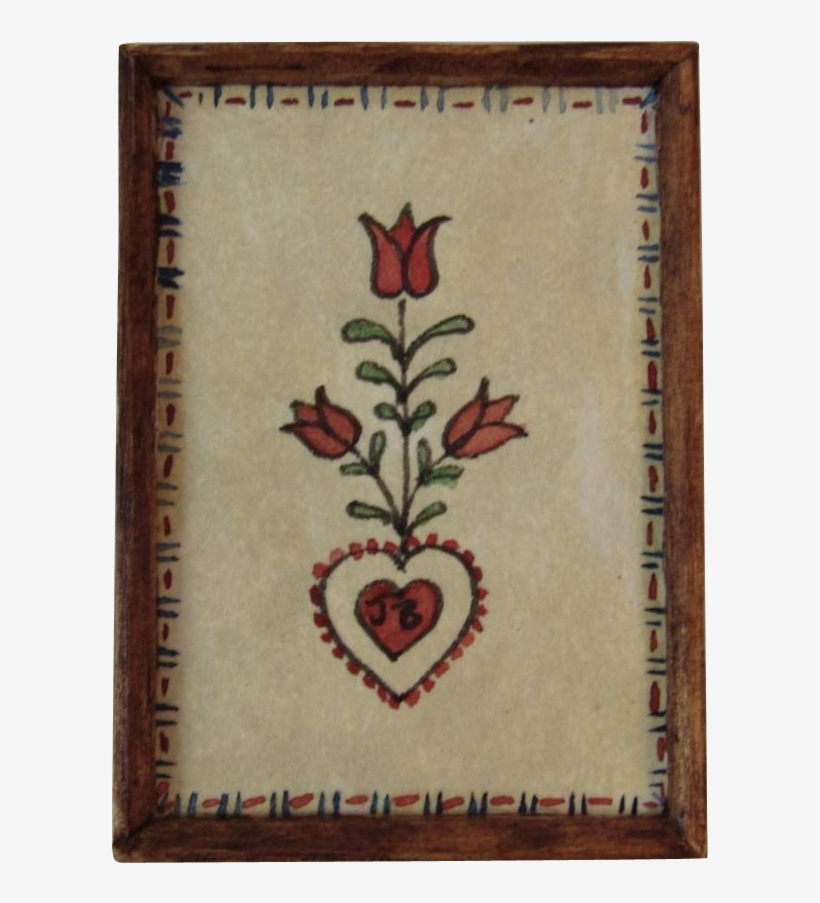 Dollhouse Miniature Watercolor Folk Art Painting Heart - Cross-stitch, transparent png