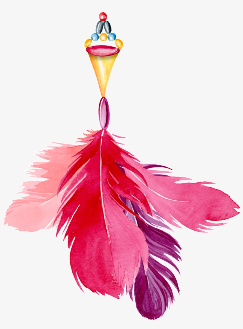 Pink Purple Watercolor Hand Painted Feather Transparent - Pink, transparent png