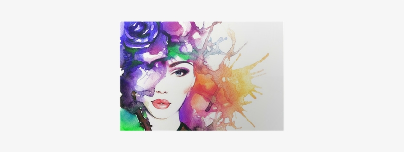 Woman Portrait - Abstract Watercolor, transparent png