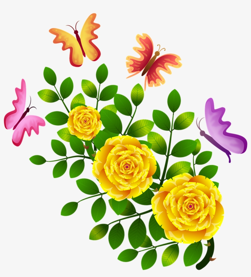Flores Con Mariposas Png, transparent png