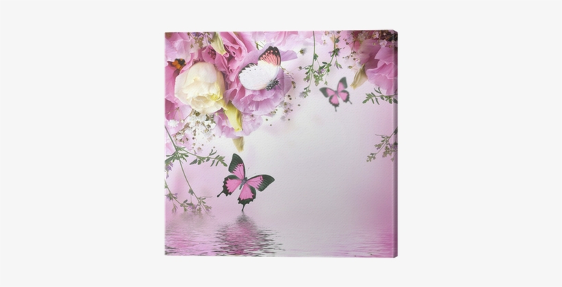 Cuadro En Lienzo Ramo De Rosas De Color Rosa Y La Mariposa, - Mighty Tronics 10x10 Photography Background Wedding, transparent png