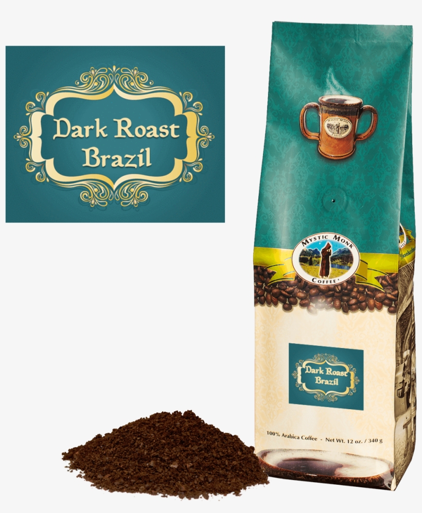 Dark Roast Brazil, Coffee - Mystic Monk Coffee - Espresso Blend - Dark Roast Whole, transparent png