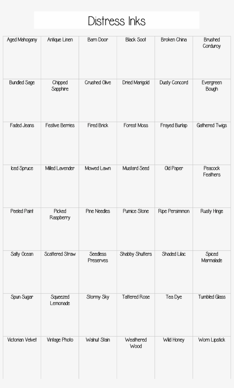 Tim Holtz Distress Oxide Color Chart - 995X1600 Png Download - Pngkit