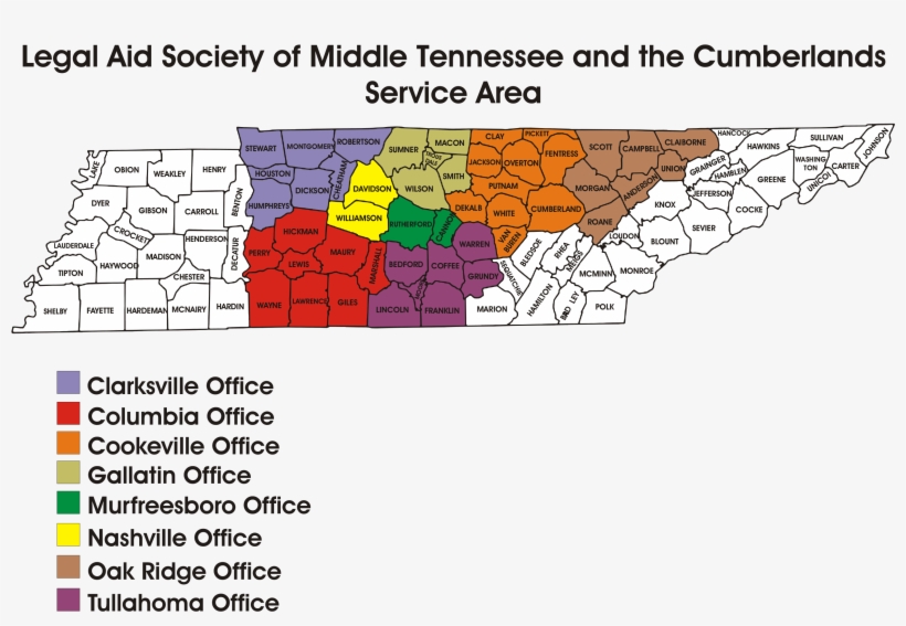 Office Locations And The Counties We Serve - Map Of Tennessee Counties, transparent png
