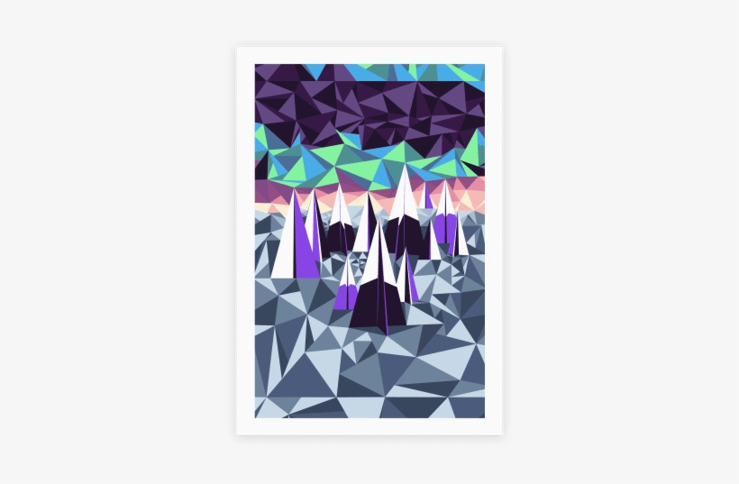 Geometric Winter Mountains And The Northern Lights - Northern Lights Poster, transparent png