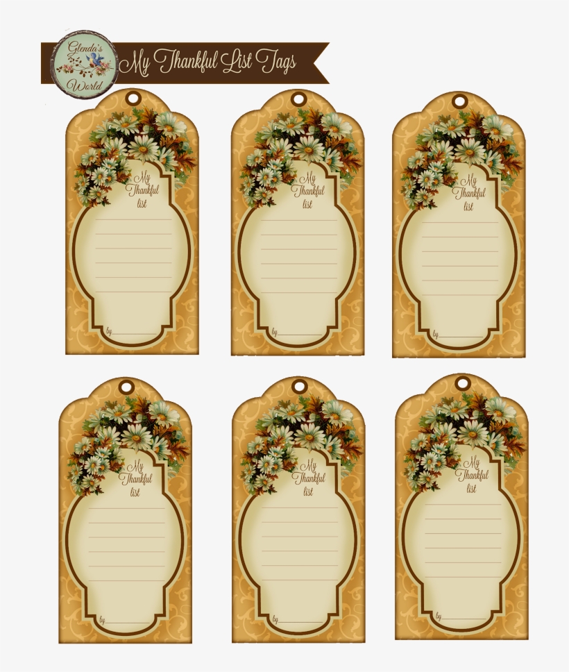 Displaying My Thankful List Tags By Glenda@glenda's - Digital Scrapbooking, transparent png