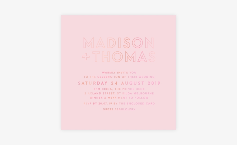 Once Wed Rose Gold Foil Invitation On Pink Blush Card - Poster, transparent png