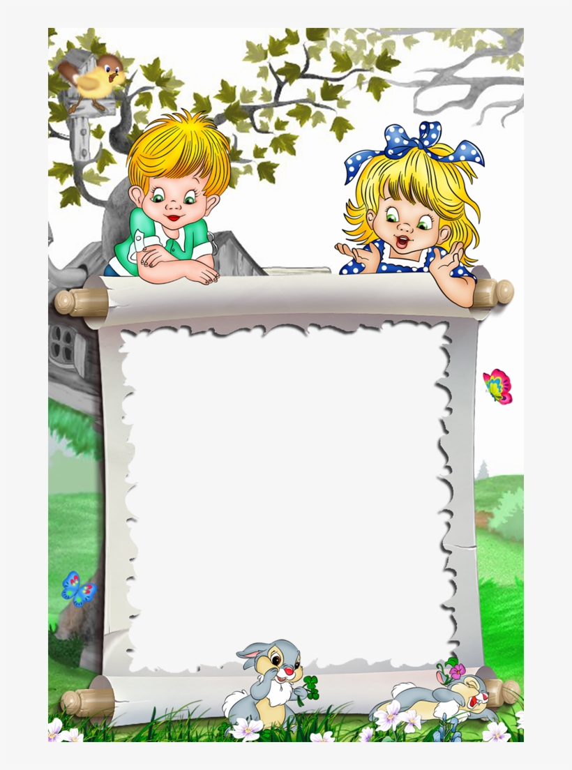 White Kids Transparent Frame Kids And Bunnies Borders - Kids Transparent Photo Frame, transparent png