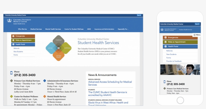 Columbia University Student Health Services Web, Ui, - Visual Arts, transparent png