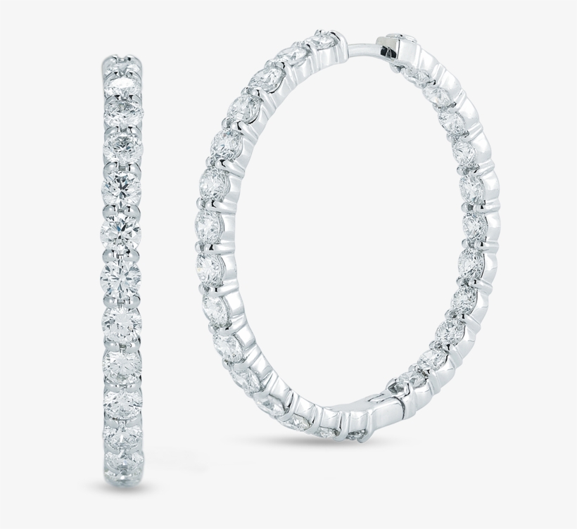 Roberto Coin Perfect Diamond Hoops™ 18k White Gold - Body Jewelry, transparent png
