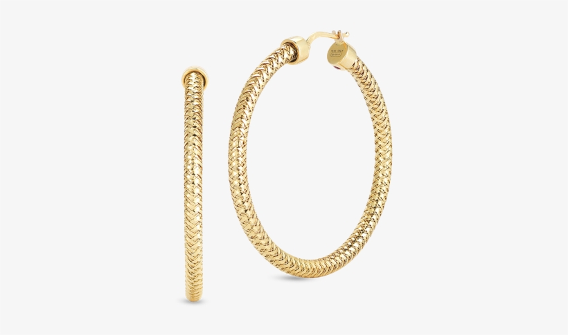 Roberto Coin Small Hoop Earrings Roberto Coin Small - Roberto Coin Primavera Yellow Gold Mesh Hoop Earrings, transparent png