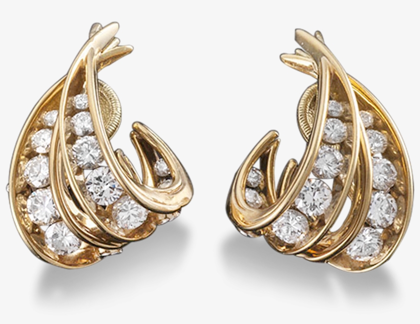 Diamond J-hoop Earrings - Earrings, transparent png