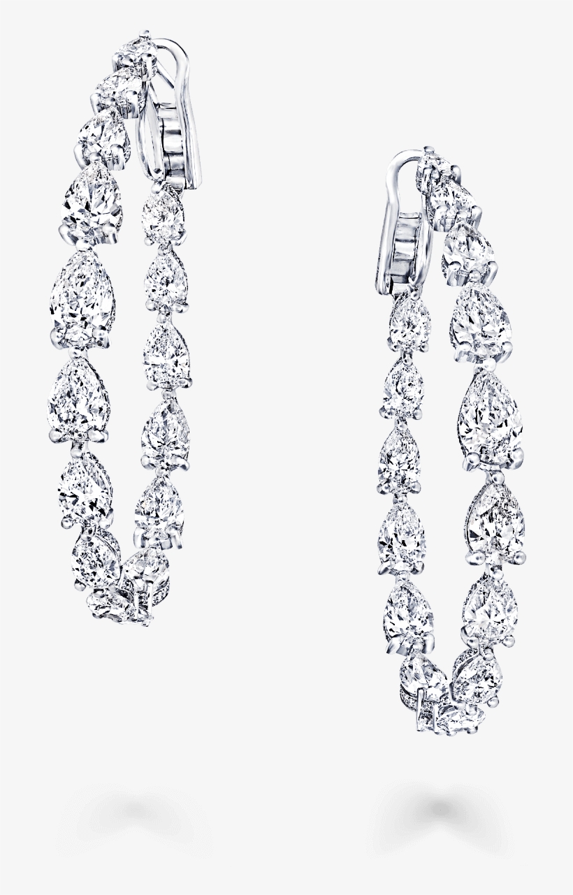 A Pair Of Classic Graff Hoop Earrings Featuring Pear - Pear Shaped Diamond Hoop Earrings, transparent png