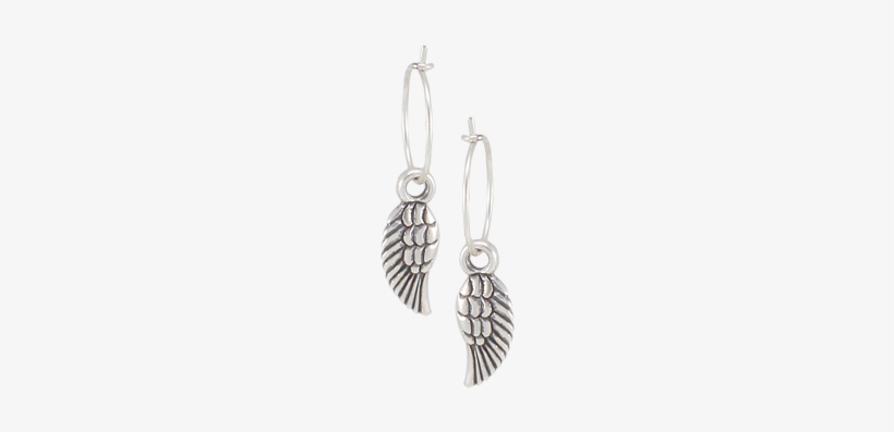 Danon Jewellery Silver Dainty & Delicate Mini Micro - Design Silver Hoop Heart Earrings With Angel Wings, transparent png