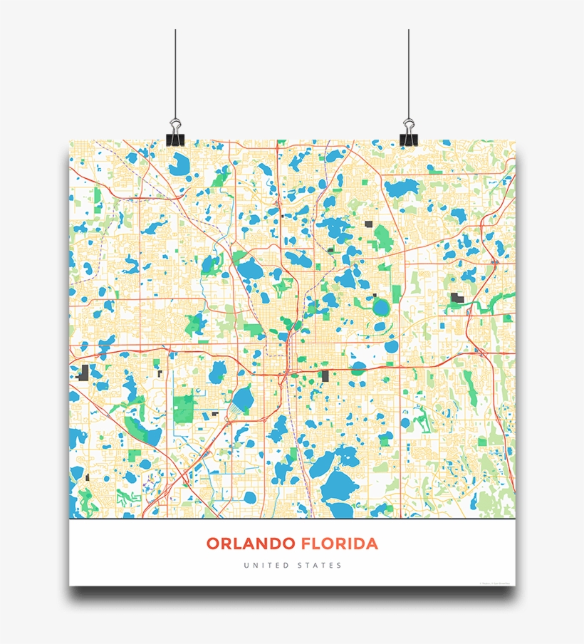 Premium Map Poster Of Orlando Florida - Orlando, transparent png