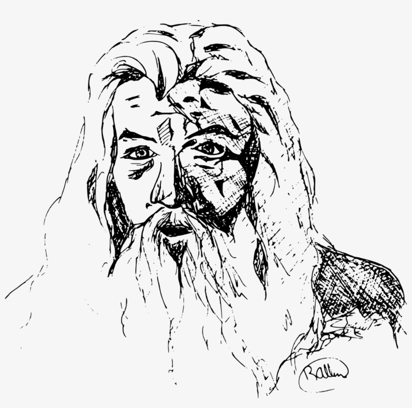 The Old Man And His Horse Created With Sketch - Lord Of The Rings Line Art, transparent png