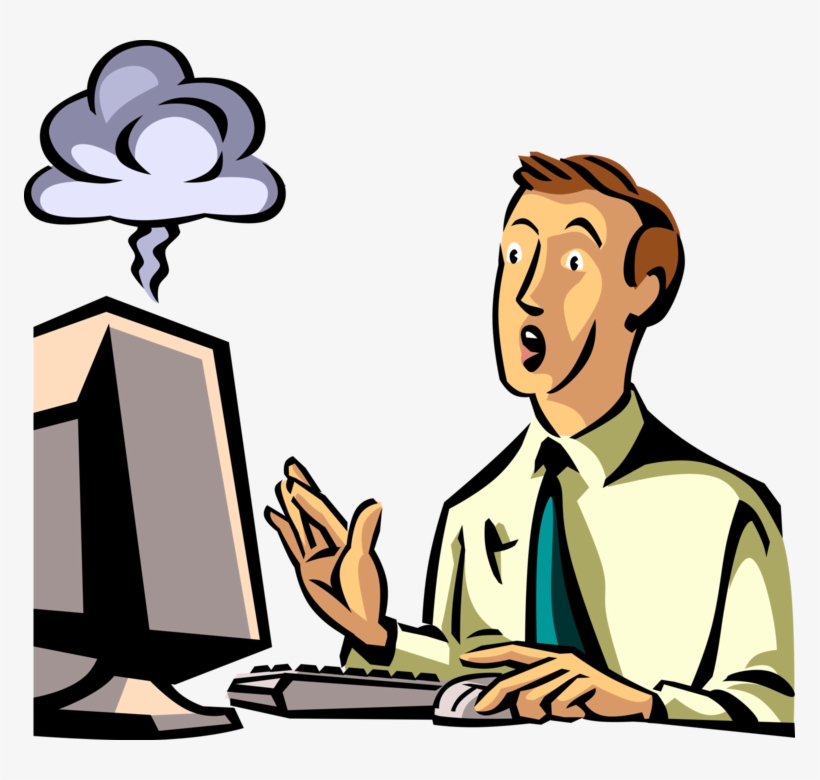Vector Illustration Of Exacerbated Businessman's Computer - Computer, transparent png
