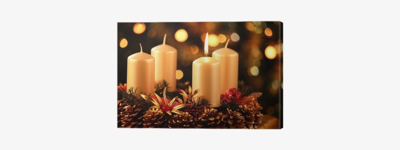 Advent Wreath With One Candle Lit Canvas Print • Pixers® - Advent Two, transparent png