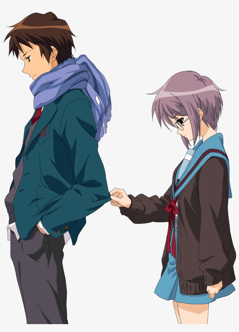 Kyon,yuki [suzumiya Haruhi No Yūutsu] Dandole La Espalda - Yuki Haruhi Suzumiya No Yuutsu, transparent png